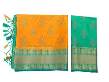 Gold Woven Art Silk Saree With Blouse 8