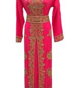 Pink georgette embroidered islamic wedding kaftan
