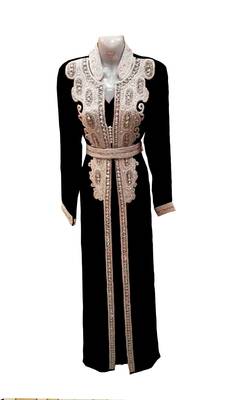 Black georgette embroidered islamic wedding kaftan 1