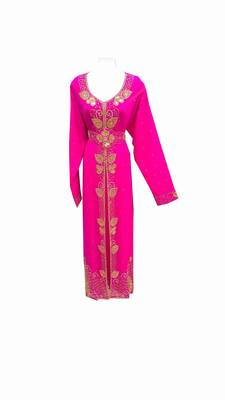 Pink georgette embroidered islamic wedding kaftan 1