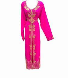 Pink georgette embroidered islamic wedding kaftan
