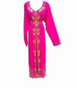 Pink georgette embroidered islamic wedding kaftan