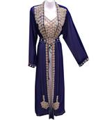 Navy blue georgette embroidered islamic wedding kaftan