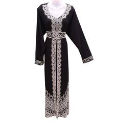 Black georgette embroidered islamic wedding kaftan