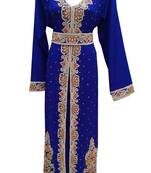 Royal blue georgette embroidered islamic wedding kaftan