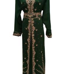 Green georgette embroidered islamic wedding kaftan