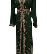 Green  georgette embroidered islamic wedding kaftan