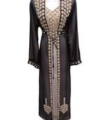 Black and white georgette embroidered islamic wedding kaftan