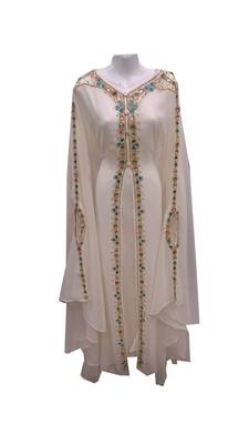 Off white georgette embroidered islamic wedding kaftan 1