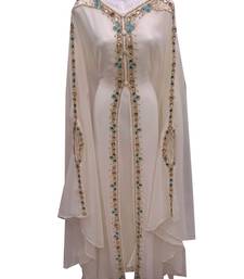Off white georgette embroidered islamic wedding kaftan