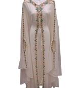 Off white georgette embroidered islamic wedding kaftan