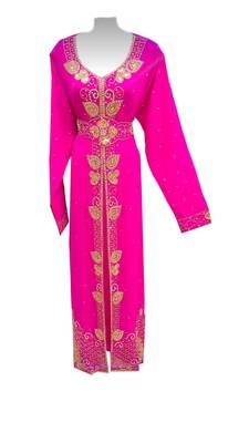 Pink georgette embroidered islamic wedding kaftan 1