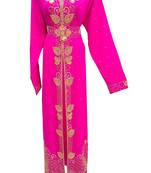 Pink georgette embroidered islamic wedding kaftan