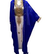Royal blue georgette embroidered islamic wedding kaftan
