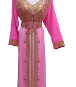 Pink georgette embroidered islamic wedding kaftan
