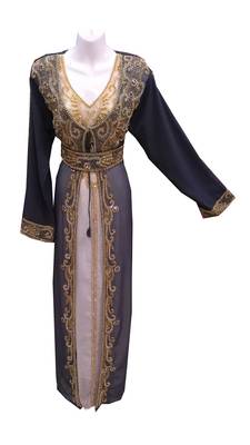 Blue and white georgette embroidered islamic wedding kaftan 1