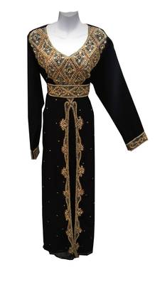 Black georgette embroidered islamic wedding kaftan 1