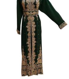 Green georgette embroidered islamic wedding kaftan