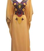 Beige georgette embroidered islamic wedding kaftan