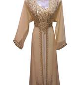Cream georgette embroidered islamic wedding kaftan