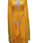 Yellow Georgette Embroidered Zari Work Farasha Kaftan