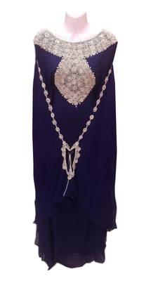 Navy blue georgette embroidered islamic wedding farasha 1