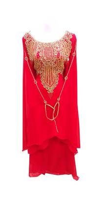Red georgette embroidered islamic wedding farasha 1