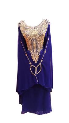 Royal blue georgette embroidered islamic wedding farasha 1