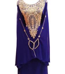 Royal blue georgette embroidered islamic wedding farasha