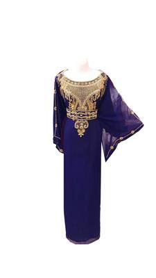 Royal blue georgette embroidered islamic wedding farasha 1