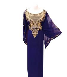 Royal blue georgette embroidered islamic wedding farasha