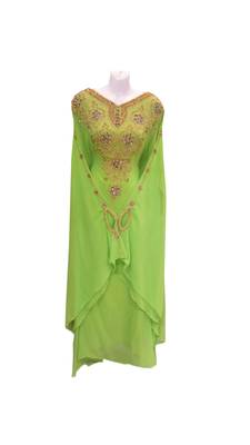 Green georgette embroidered islamic wedding farasha 1