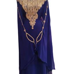 sara creation georgette farasha with embroidery   blue