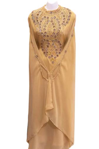Beige georgette embroidered islamic wedding farasha