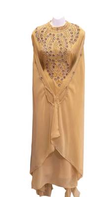 Beige georgette embroidered islamic wedding farasha 1
