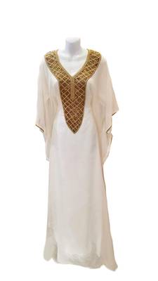 White georgette embroidered islamic wedding farasha 1