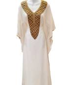 White georgette embroidered islamic wedding farasha