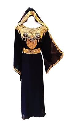 Black georgette embroidered islamic wedding farasha 1