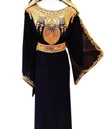 Black georgette embroidered islamic wedding farasha