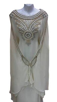 White georgette embroidered islamic wedding farasha 1