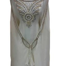 White georgette embroidered islamic wedding farasha