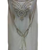 White georgette embroidered islamic wedding farasha