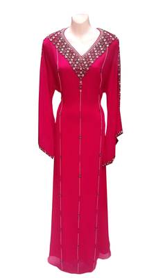 Pink georgette embroidered islamic wedding farasha 1