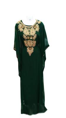Green georgette embroidered islamic wedding farasha 1