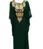 Green  georgette embroidered islamic wedding farasha