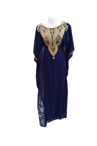 Blue georgette embroidered islamic wedding farasha