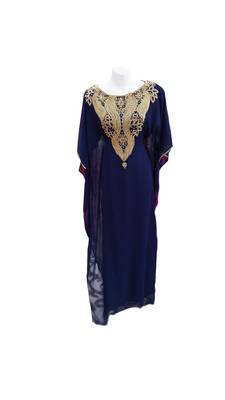 Blue georgette embroidered islamic wedding farasha 1