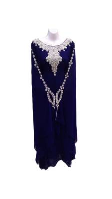 Blue georgette embroidered islamic wedding farasha 1