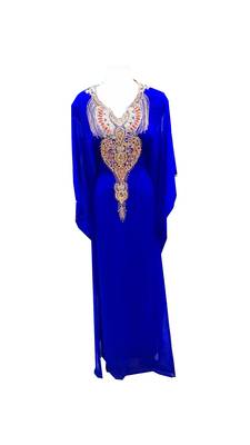 Royal blue georgette embroidered islamic wedding farasha 1