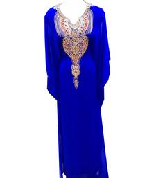 Royal blue georgette embroidered islamic wedding farasha